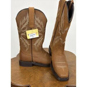 NWT Masterson Brown Stitch Details Square Toe Western Boot Mens Size 7.5 Mexico